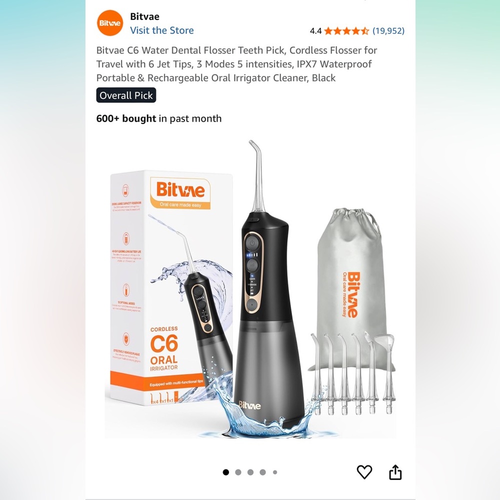 Bitvae Black Cordless Oral Irrigator